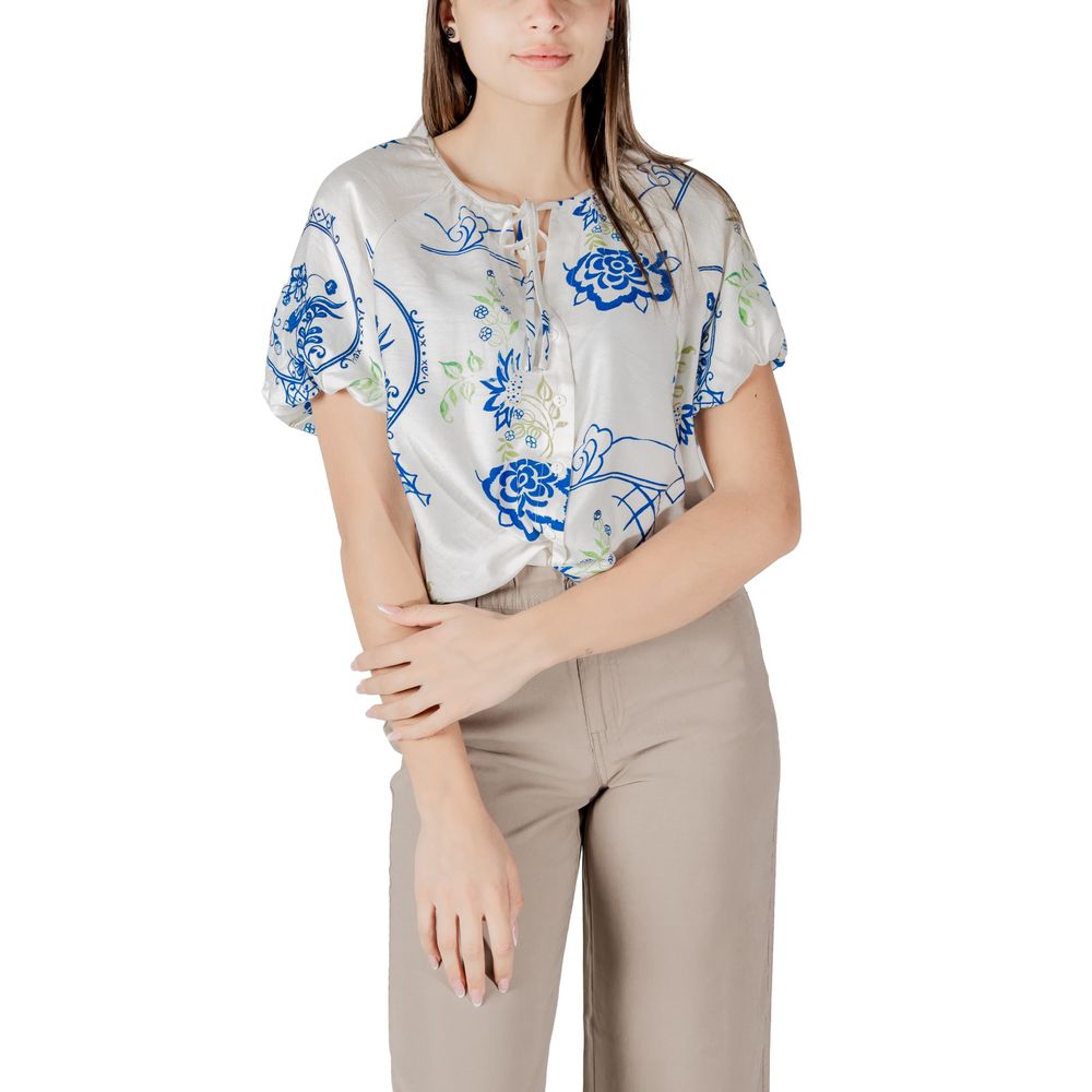 ICHI White Viscose Shortsleeve Shirt ICHI