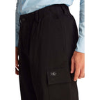 Black cotton cargo pants from Calvin Klein Jeans featuring multiple pockets and a relaxed fit.