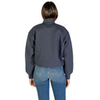 Calvin Klein Jeans gray recycled polyester bomber jacket with a sporty design and ribbed cuffs, front zipper, and logo details.