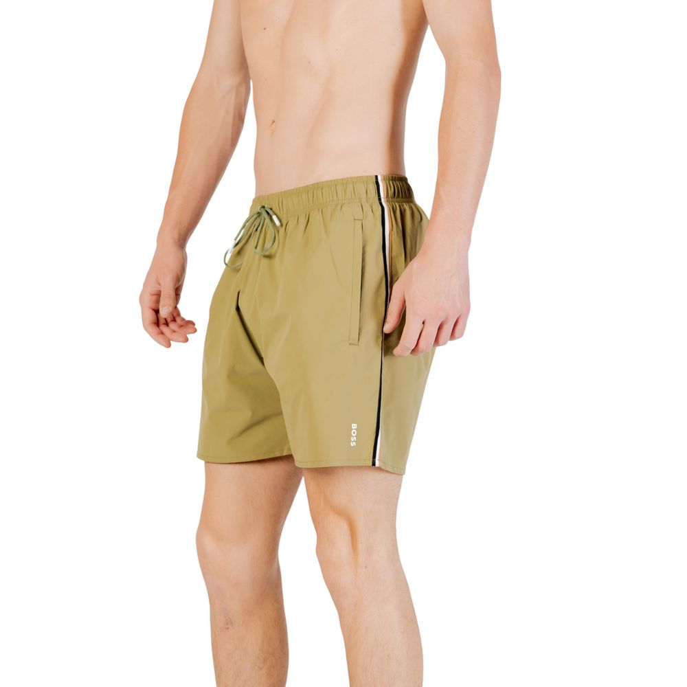 Hugo Boss Green Polyester Swim Shorts Hugo Boss