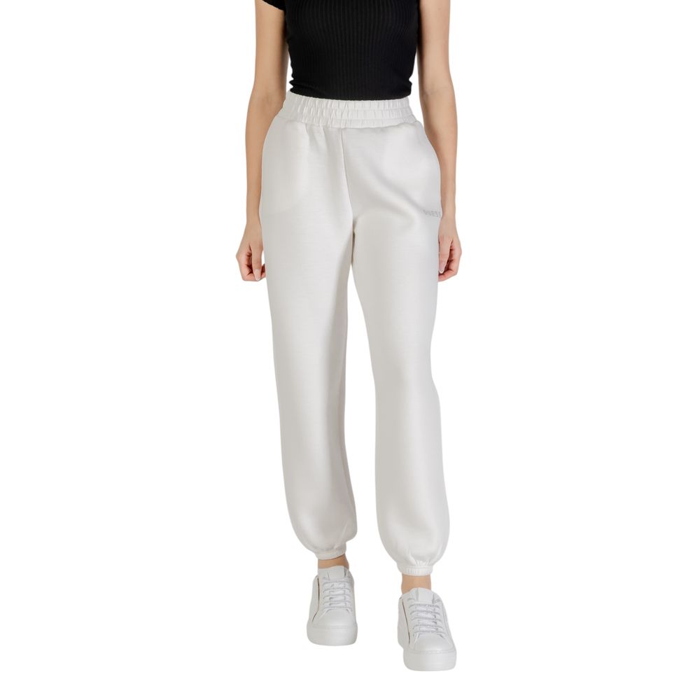 Guess Active cream viscose joggers, lightweight workout pants with a relaxed fit and elastic waistband for comfortable active wear.