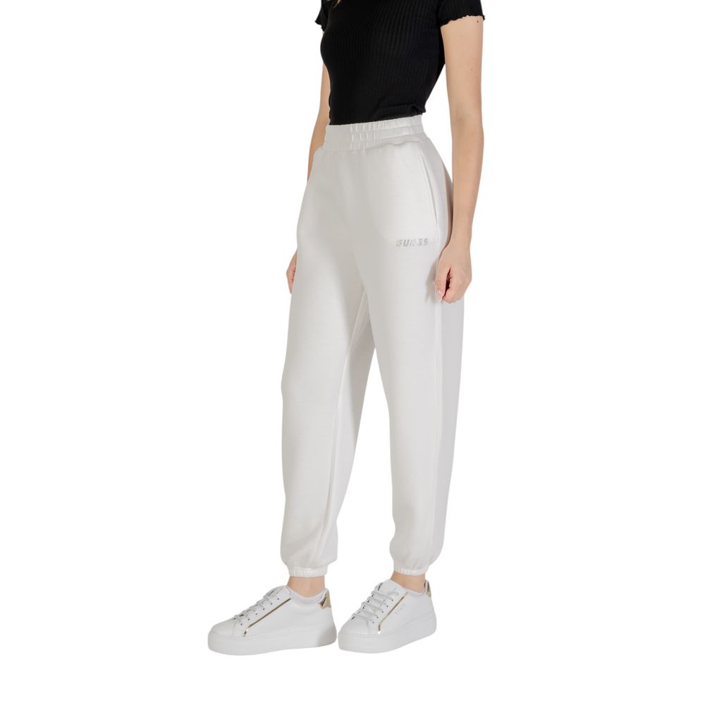 Guess Active cream viscose joggers with an elastic waistband and relaxed fit, designed for comfortable workout or casual wear.