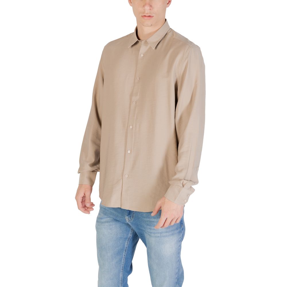 Antony Morato Beige Viscose Dress Shirt - Eljoys Fashion 