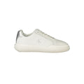 Calvin Klein Bianco polyurethane women’s sneakers with white laces and minimalist design on a plain background