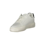 Calvin Klein Bianco polyurethane women's sneakers with white design and stylish laces, casual athletic footwear.