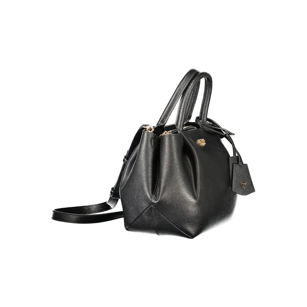 Guess Jeans Nero black polyurethane women’s handbag with sleek design and top handles, perfect for stylish everyday use.