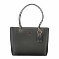 Guess Jeans black polyurethane women's handbag with sleek design and top handle, featuring a modern and stylish look for daily use.