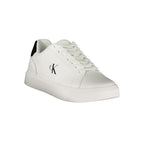 Calvin Klein Bianco men's polyurethane sneaker with white design and casual athletic style.