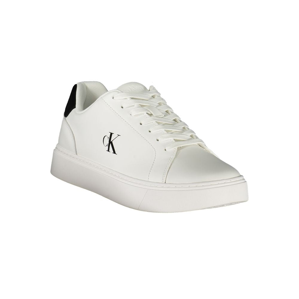 Calvin Klein Bianco men's polyurethane sneaker with white design and casual athletic style.