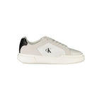 Calvin Klein Bianco leather men's sneaker with white design, featuring laces and a sleek, casual style.