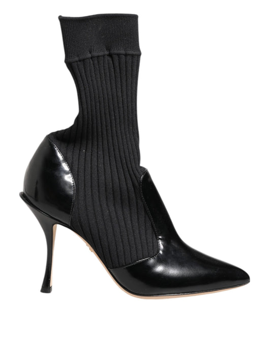 Dolce & Gabbana Black Stretch Stilettos Booties Socks Shoes Dolce & Gabbana