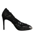 Dolce & Gabbana Black Lace Stretch Heels Mid Calf Boots Shoes