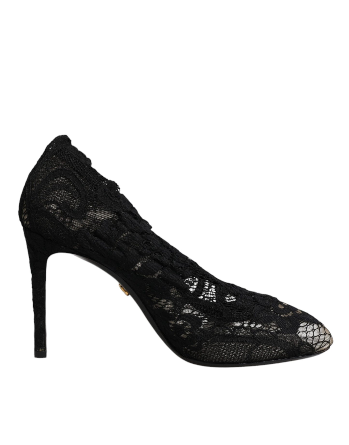 Dolce & Gabbana Black Lace Stretch Heels Mid Calf Boots Shoes Dolce & Gabbana