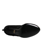 Dolce & Gabbana Black Lace Stretch Heels Mid Calf Boots Shoes