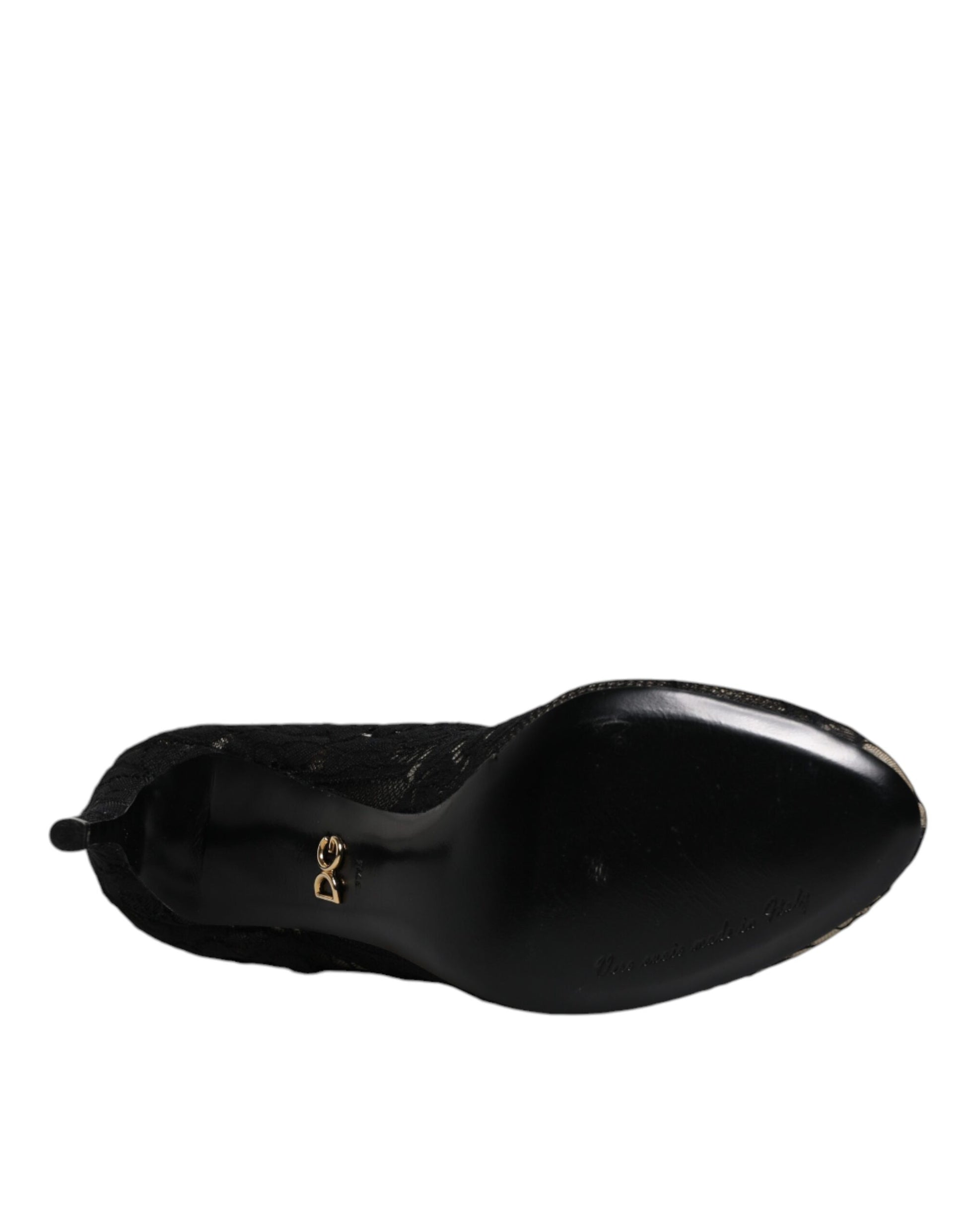 Dolce & Gabbana Black Lace Stretch Heels Mid Calf Boots Shoes Dolce & Gabbana