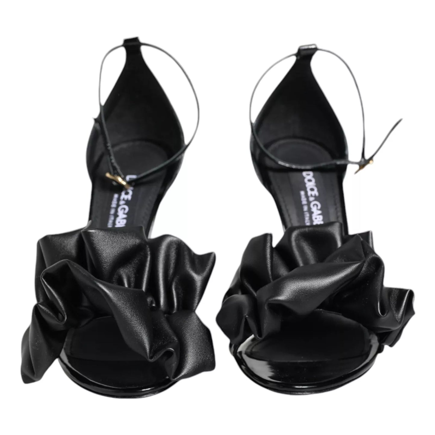Dolce & Gabbana Black Leather Ankle Strap Heel Sandals Shoes Dolce & Gabbana