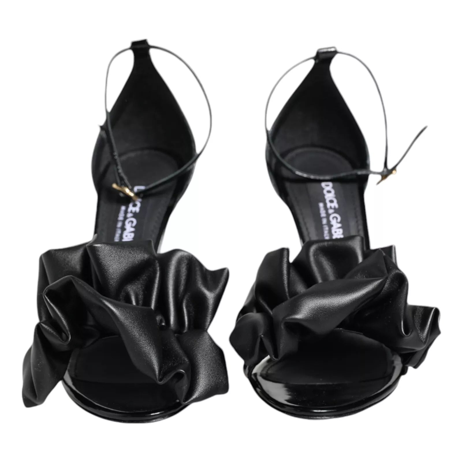 Dolce & Gabbana Black Leather Ankle Strap Heel Sandals Shoes Dolce & Gabbana