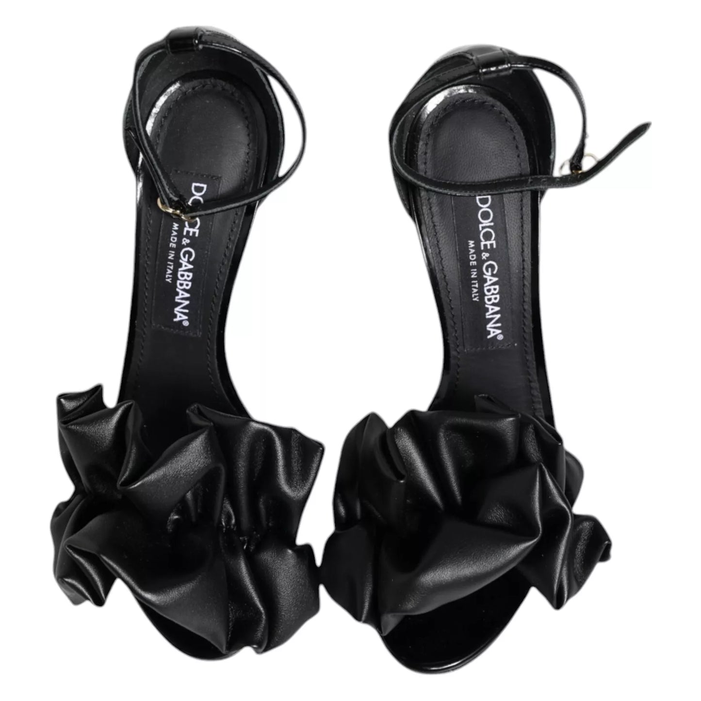 Dolce & Gabbana Black Leather Ankle Strap Heel Sandals Shoes Dolce & Gabbana