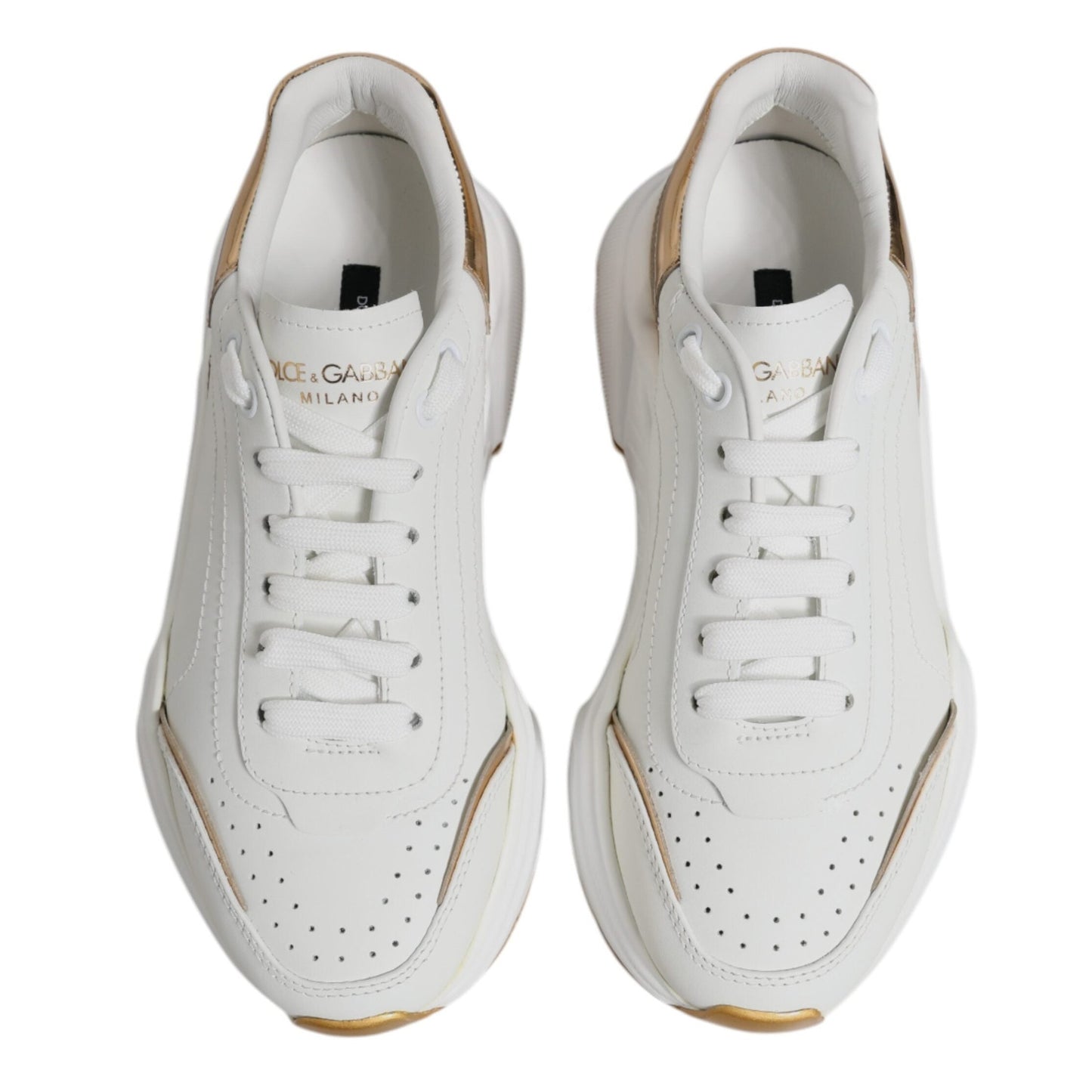 Dolce & Gabbana White Gold Daymaster Low Top Sneakers Shoes