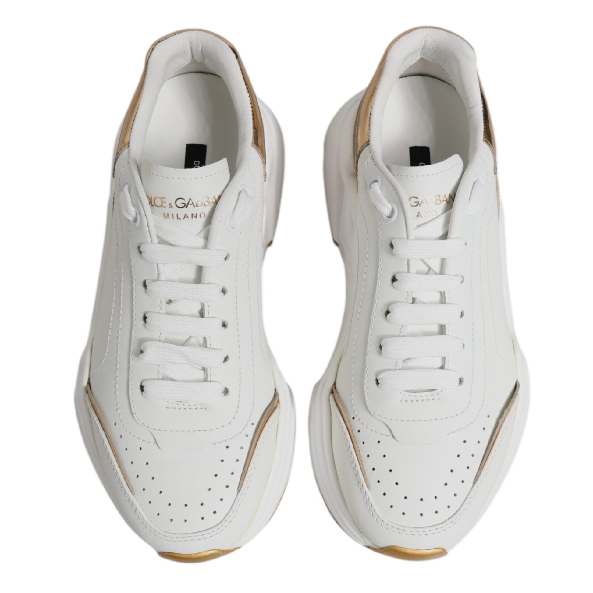 Dolce & Gabbana White Gold Daymaster Low Top Sneakers Shoes