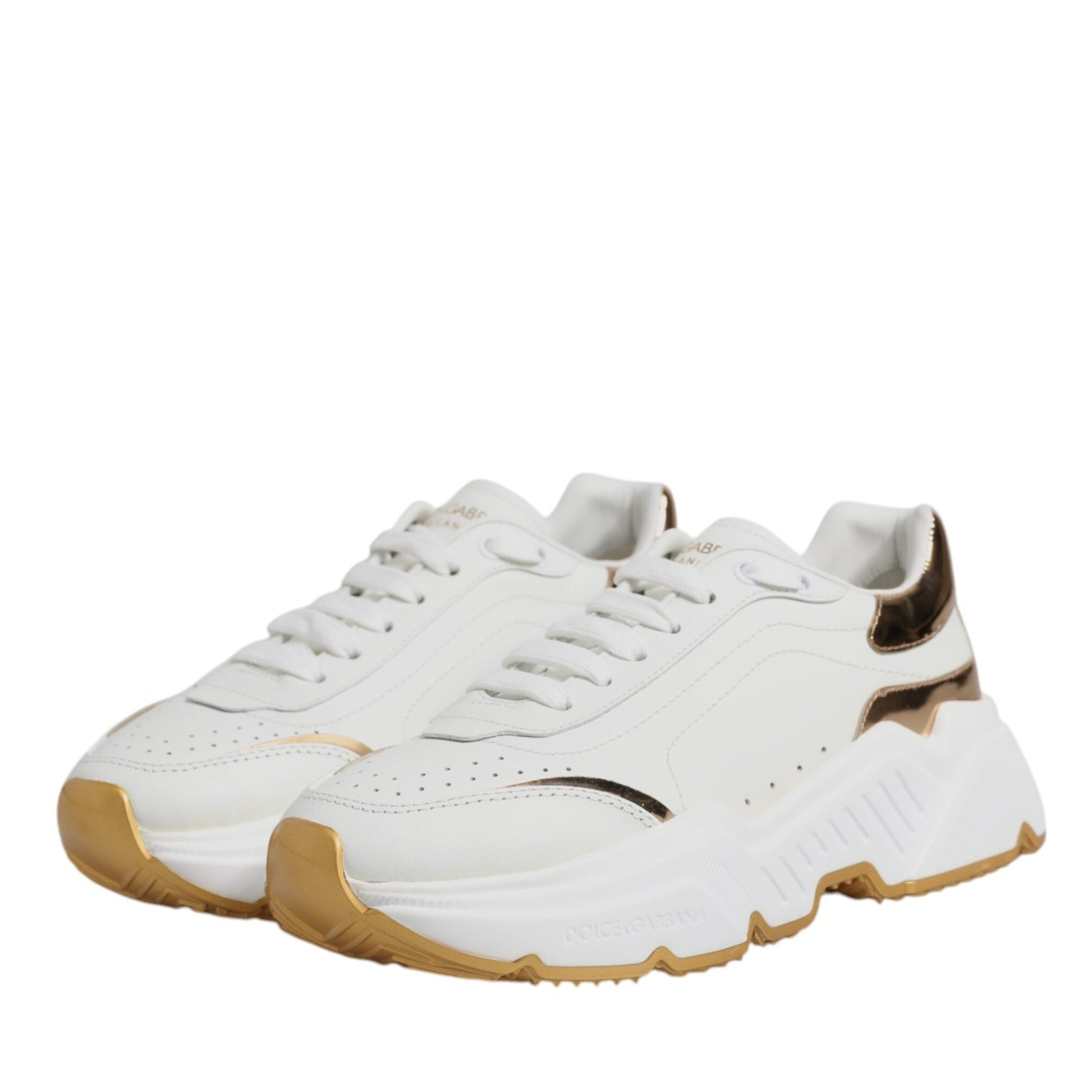 Dolce & Gabbana White Gold Daymaster Low Top Sneakers Shoes