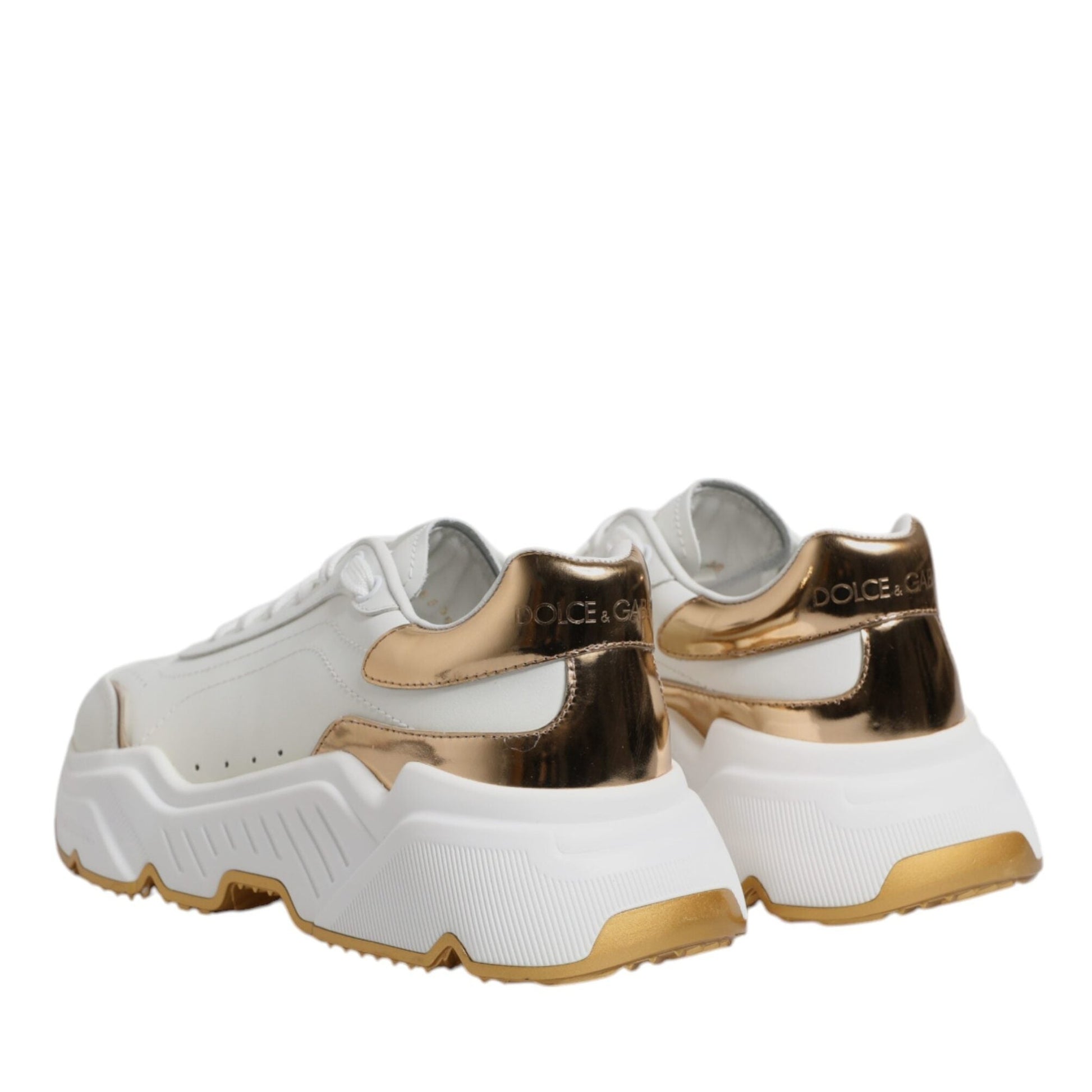 Dolce & Gabbana White Gold Daymaster Low Top Sneakers Shoes