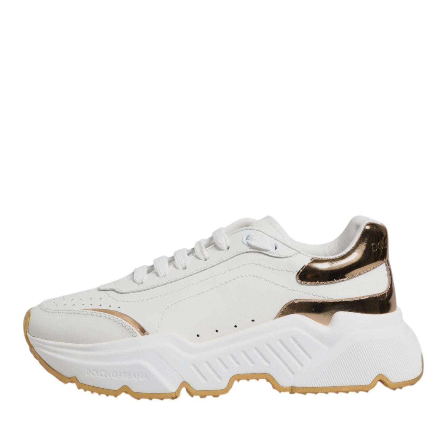 Dolce & Gabbana White Gold Daymaster Low Top Sneakers Shoes