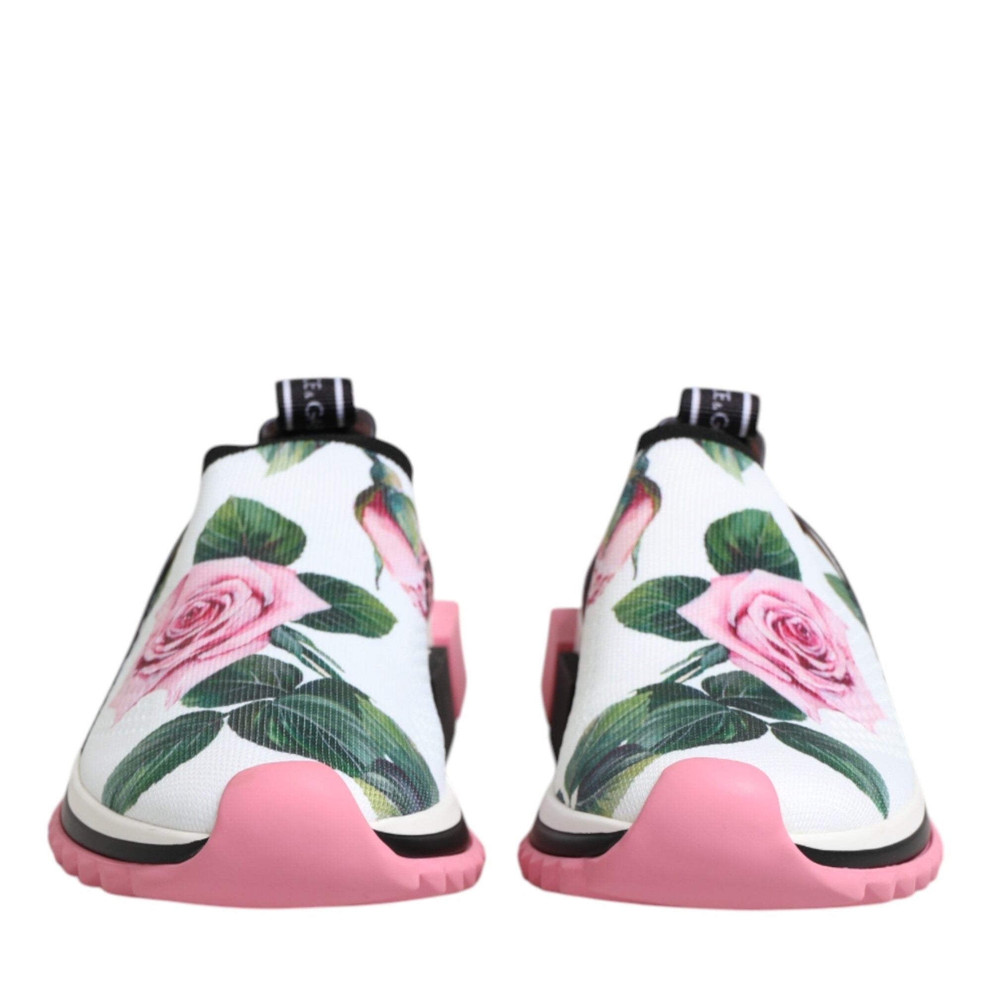 Dolce & Gabbana White Rose Print Sorrento Sneakers Shoes