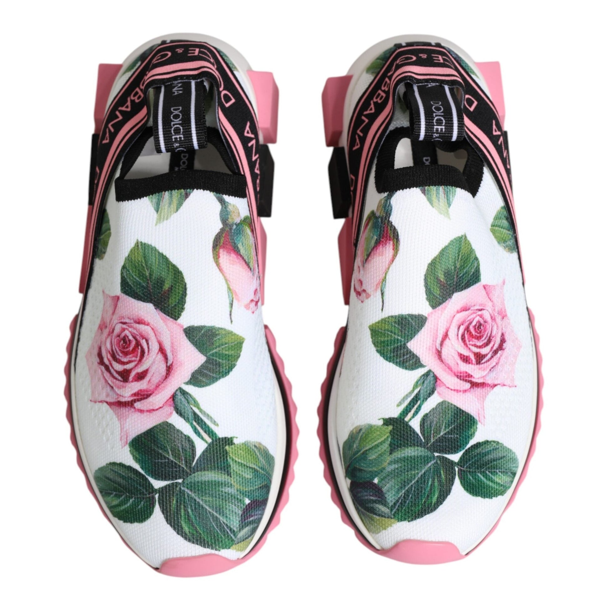 Dolce & Gabbana White Rose Print Sorrento Sneakers Shoes