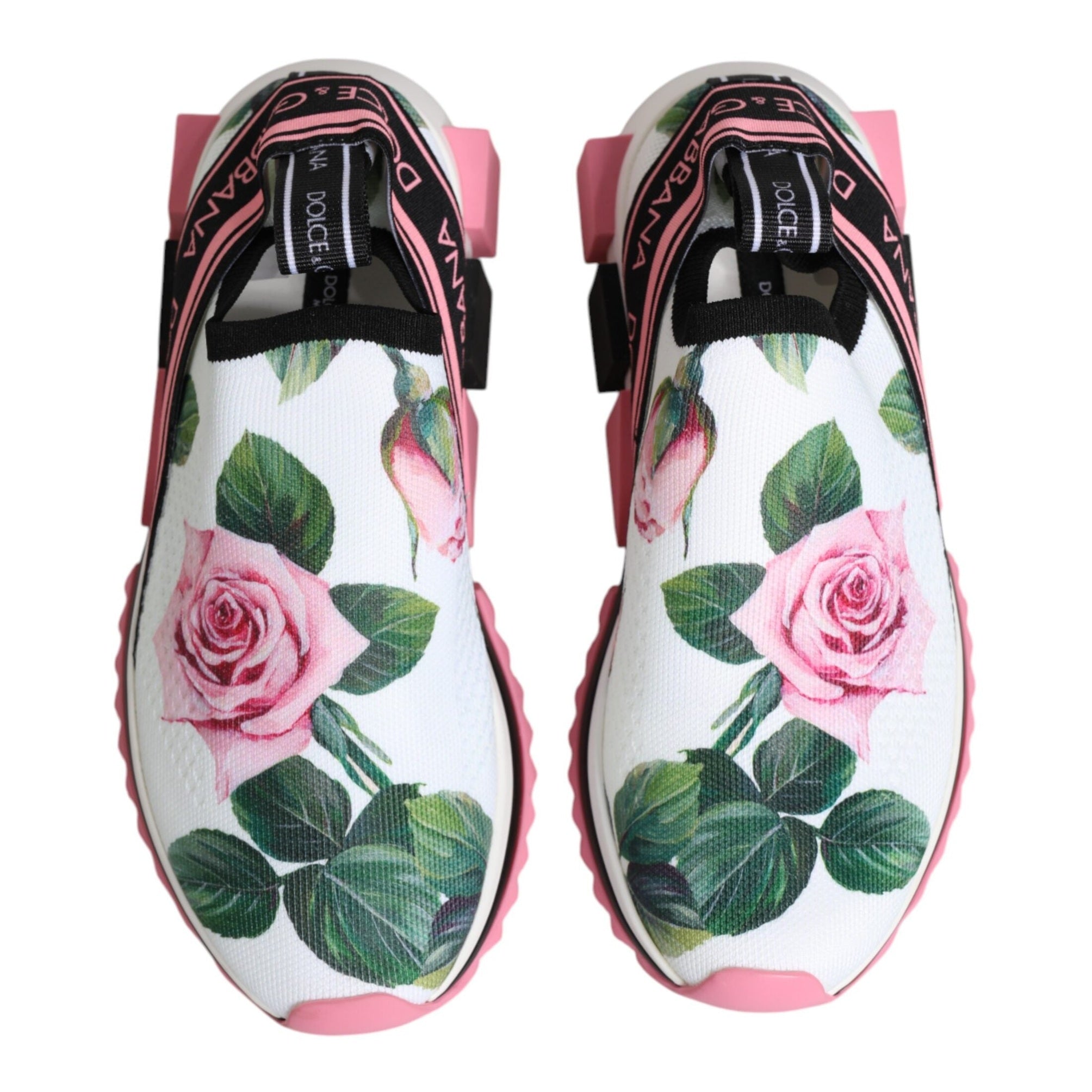 Dolce & Gabbana White Rose Print Sorrento Sneakers Shoes