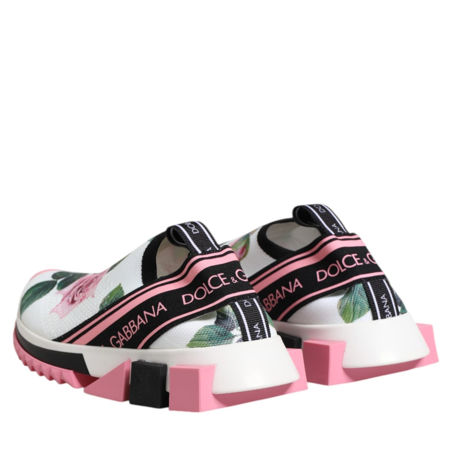 Dolce & Gabbana White Rose Print Sorrento Sneakers Shoes