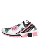Dolce & Gabbana White Rose Print Sorrento Sneakers Shoes