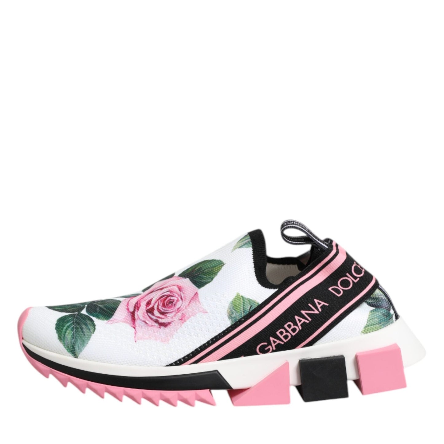 Dolce & Gabbana White Rose Print Sorrento Sneakers Shoes