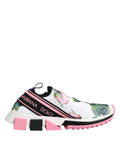 Dolce & Gabbana White Rose Print Sorrento Sneakers Shoes - Eljoys Fashion 