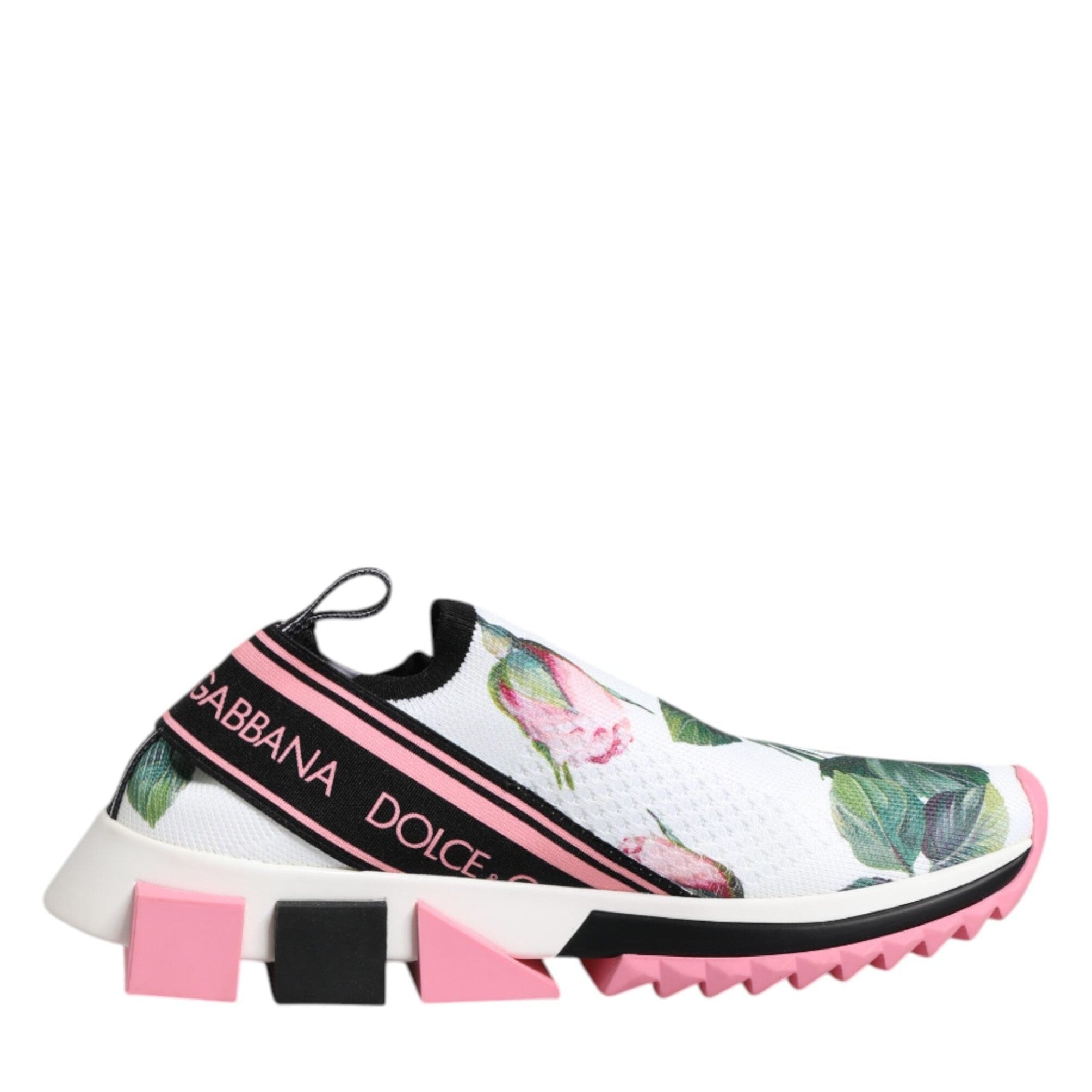 Dolce & Gabbana White Rose Print Sorrento Sneakers Shoes