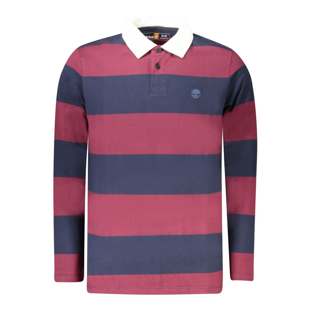 Timberland Rosso Cotton Men's Polo Shirt in navy, featuring a classic collar and short sleeves, displayed on a hanger.