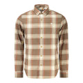 Timberland brown cotton men's shirt with button closure and classic collar, casual style perfect for everyday wear.