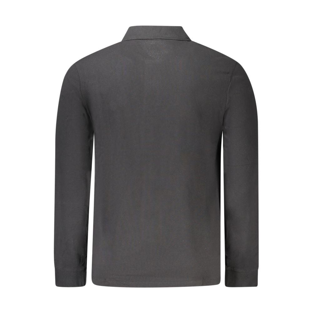 Black Timberland men's cotton polo shirt with a classic collar and short sleeves, displayed on a plain background.