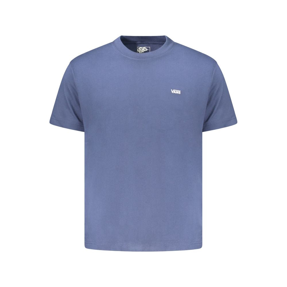 Vans blue cotton men's T-shirt with round neckline and short sleeves, casual apparel for everyday wear.