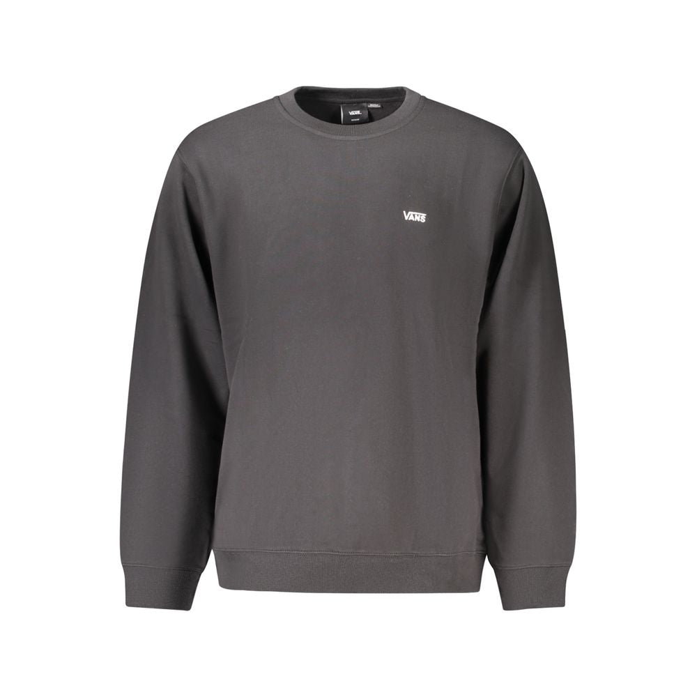 Vans black cotton men's sweatshirt with long sleeves and crew neck, casual style, shown on a plain background.