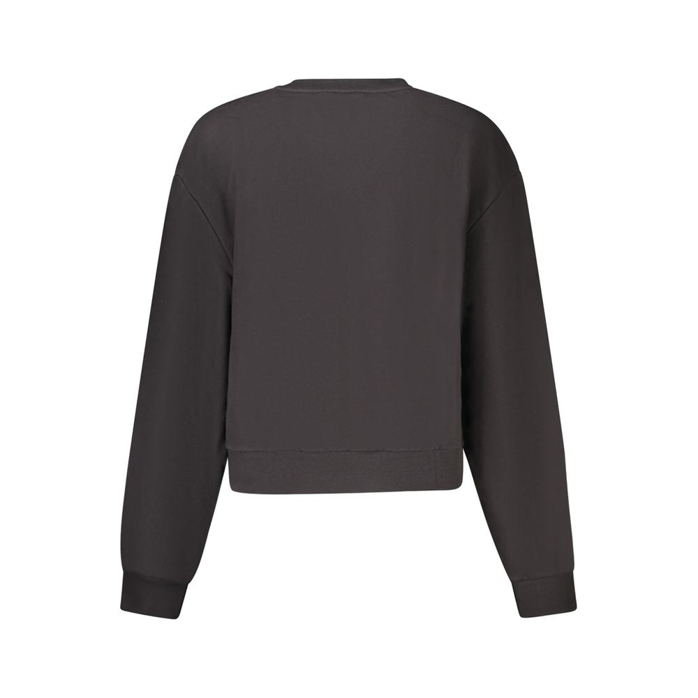 Vans black cotton women's sweatshirt with long sleeves and crew neck, casual and comfortable fashion hoodie.