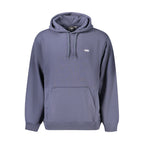 Vans blue cotton men's hoodie with front pocket and drawstring hood, casual athletic style.