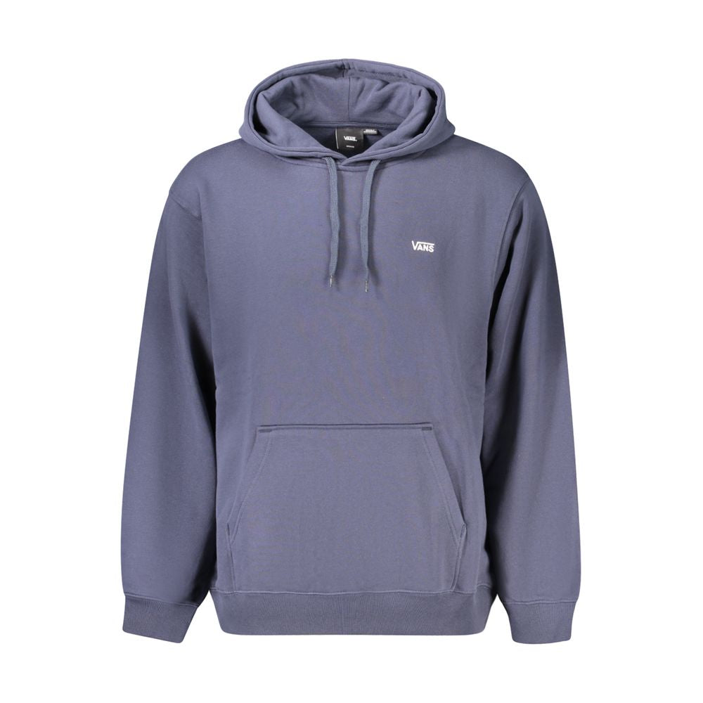 Vans blue cotton men's hoodie with front pocket and drawstring hood, casual athletic style.