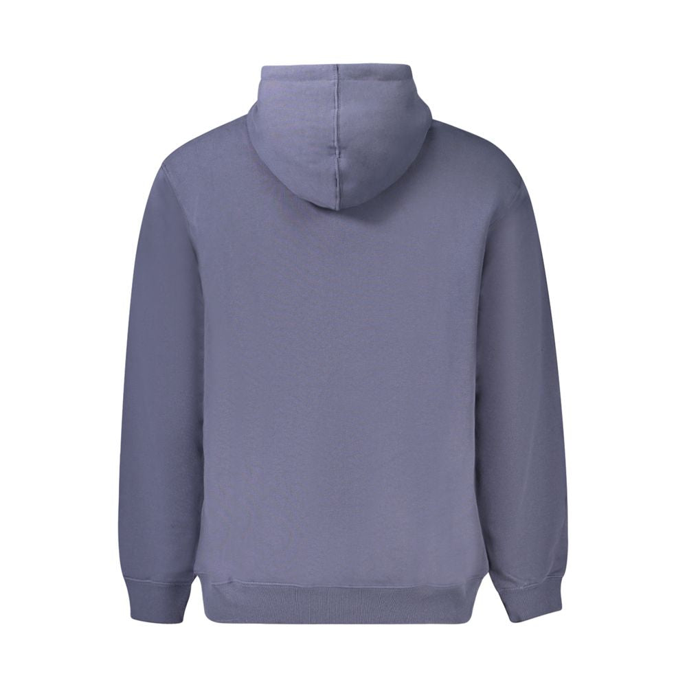 Vans blue cotton men's hoodie with front pocket and drawstring hood, casual and comfortable everyday wear.