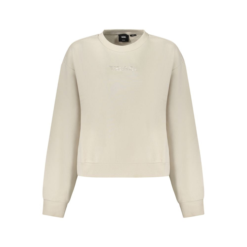 Vans beige cotton women's sweatshirt with a relaxed fit and long sleeves, casual style for everyday wear.