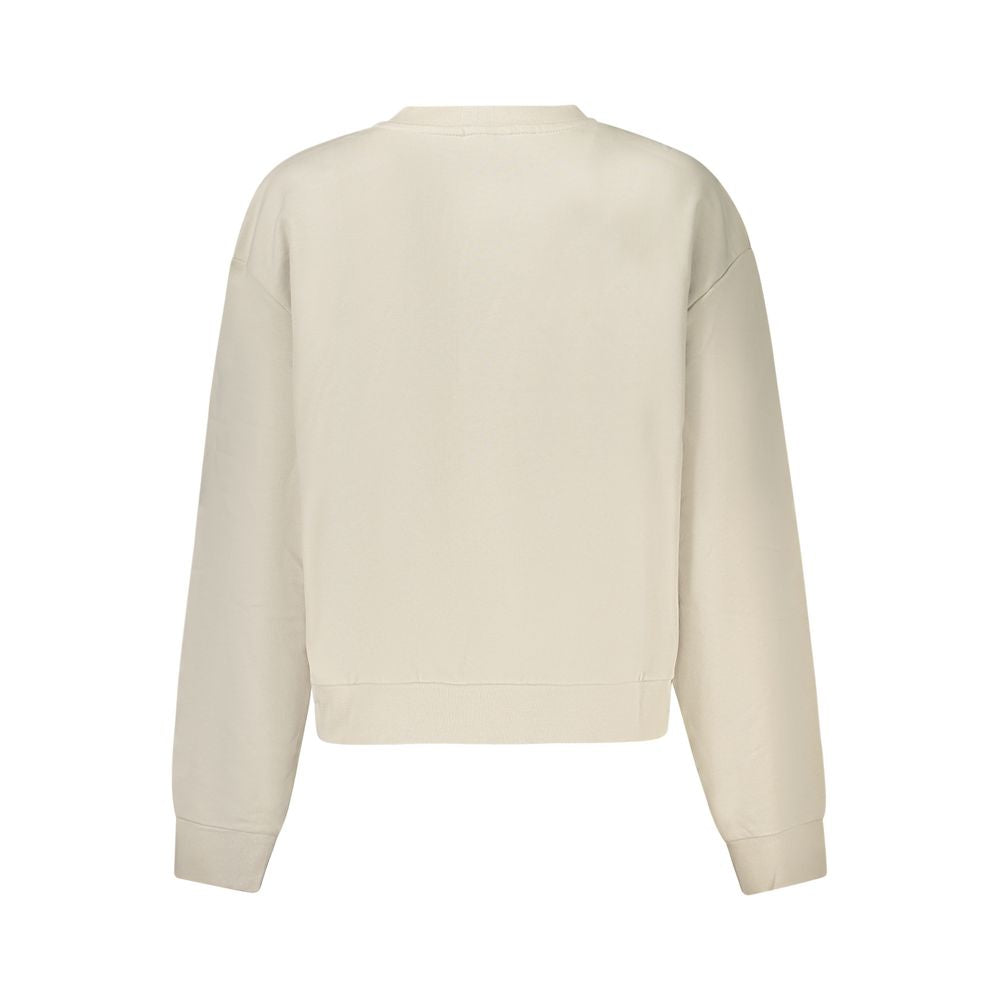 Vans beige cotton women's sweatshirt with crew neck and long sleeves, casual and comfortable fit.