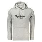 Pepe Jeans gray cotton sweatshirt for men, casual long-sleeve top with ribbed cuffs and crew neck, comfortable and stylish.