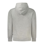 Gray Pepe Jeans men's cotton sweatshirt with ribbed cuffs and crew neck, displayed on a hanger.