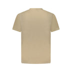 Brown Napapijri men's cotton T-shirt with crew neckline and short sleeves, casual apparel for everyday wear.
