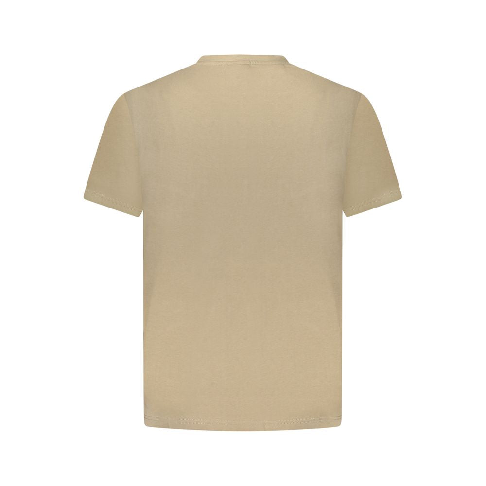 Brown Napapijri men's cotton T-shirt with crew neckline and short sleeves, casual apparel for everyday wear.
